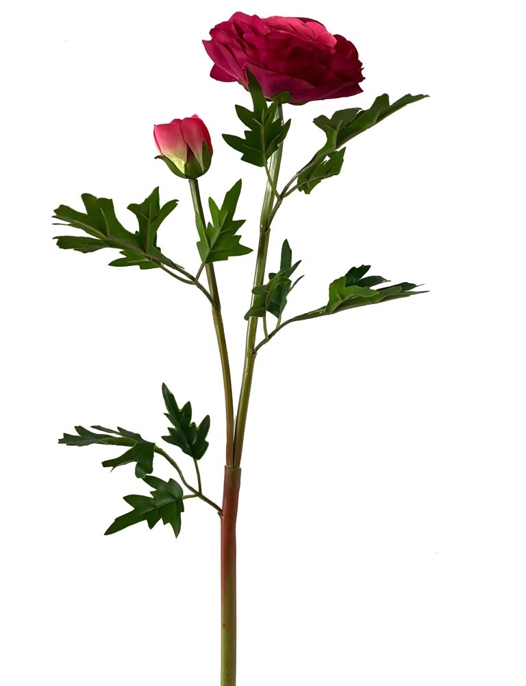Kunst-Stielblume Pfingstrose dunkelpink ca. 70 cm mit einer vollen Blüte und zwei Knospen