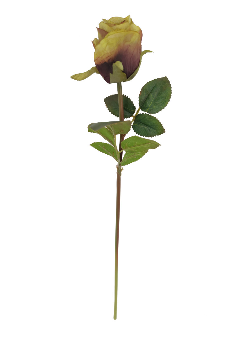 Kunst-Stielblume Rose hellgrün/lila  50 cm 
