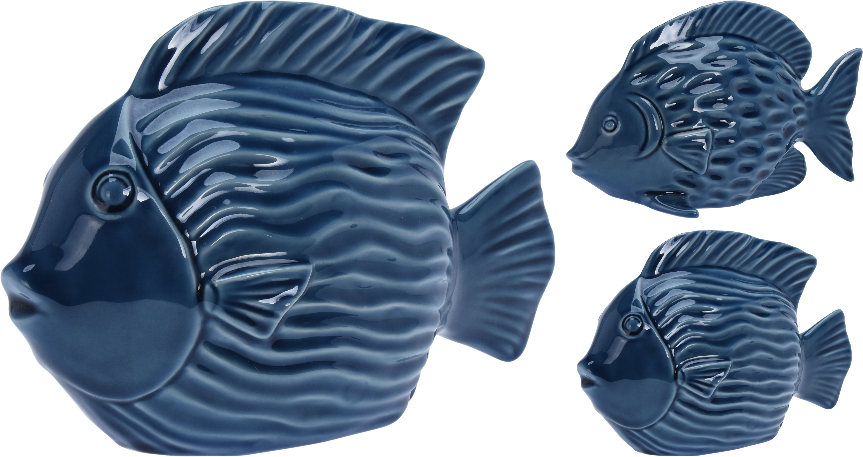 Fisch ANTON Keramik blau glänzend 16cm