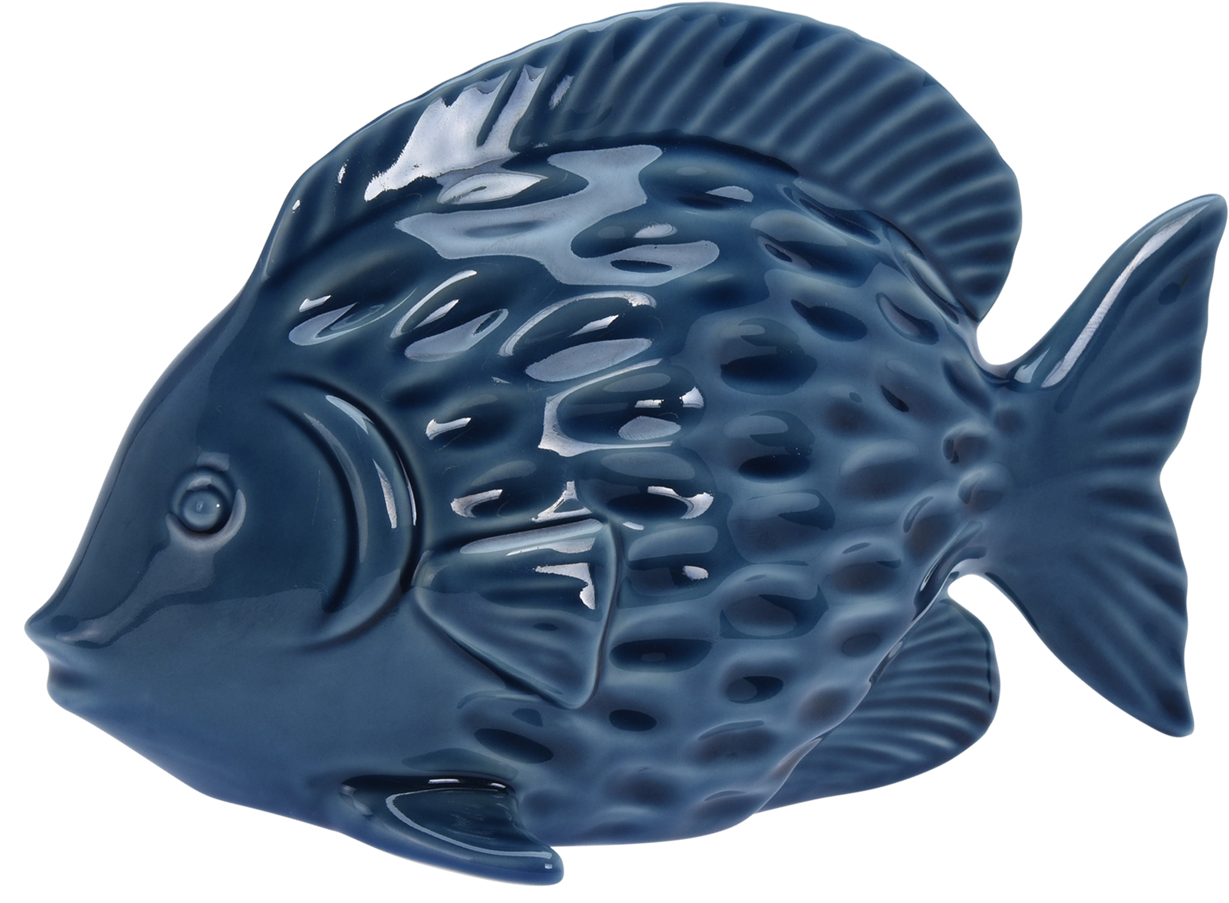 Fisch ANTON Keramik blau glänzend 16cm
