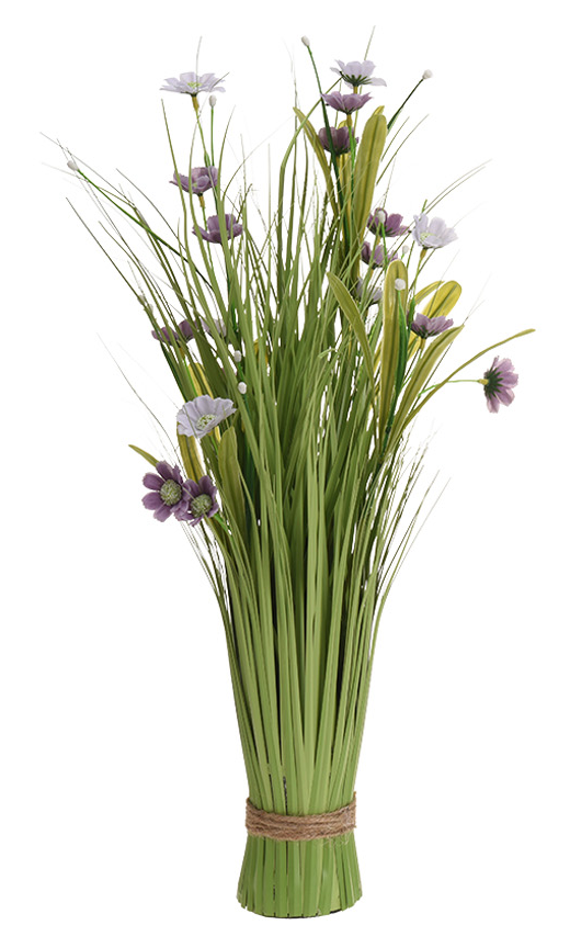 Kunstpflanze Ziergras mit Blüten lavenel-flieder Blüten
