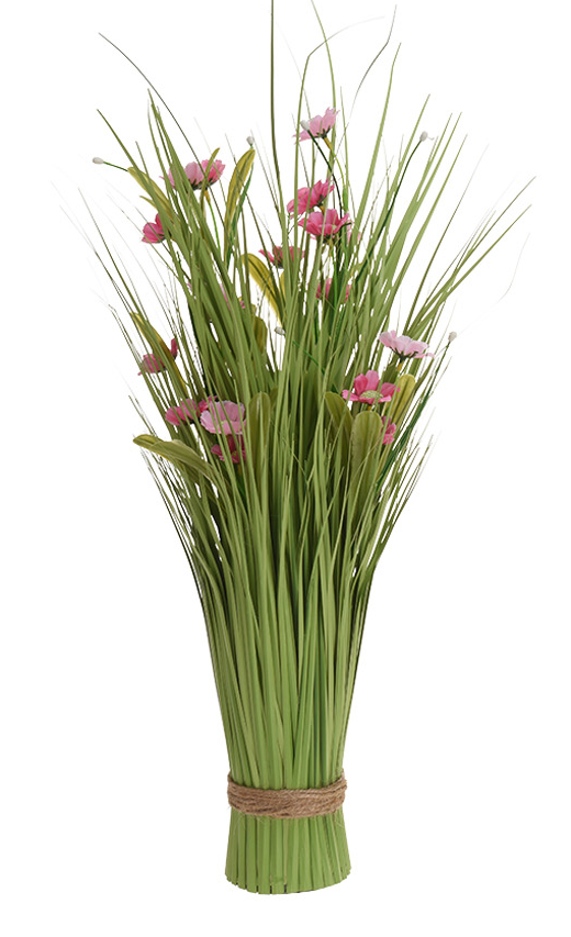 Kunstpflanze Ziergras mit Blüten pink-rosa Blüten
