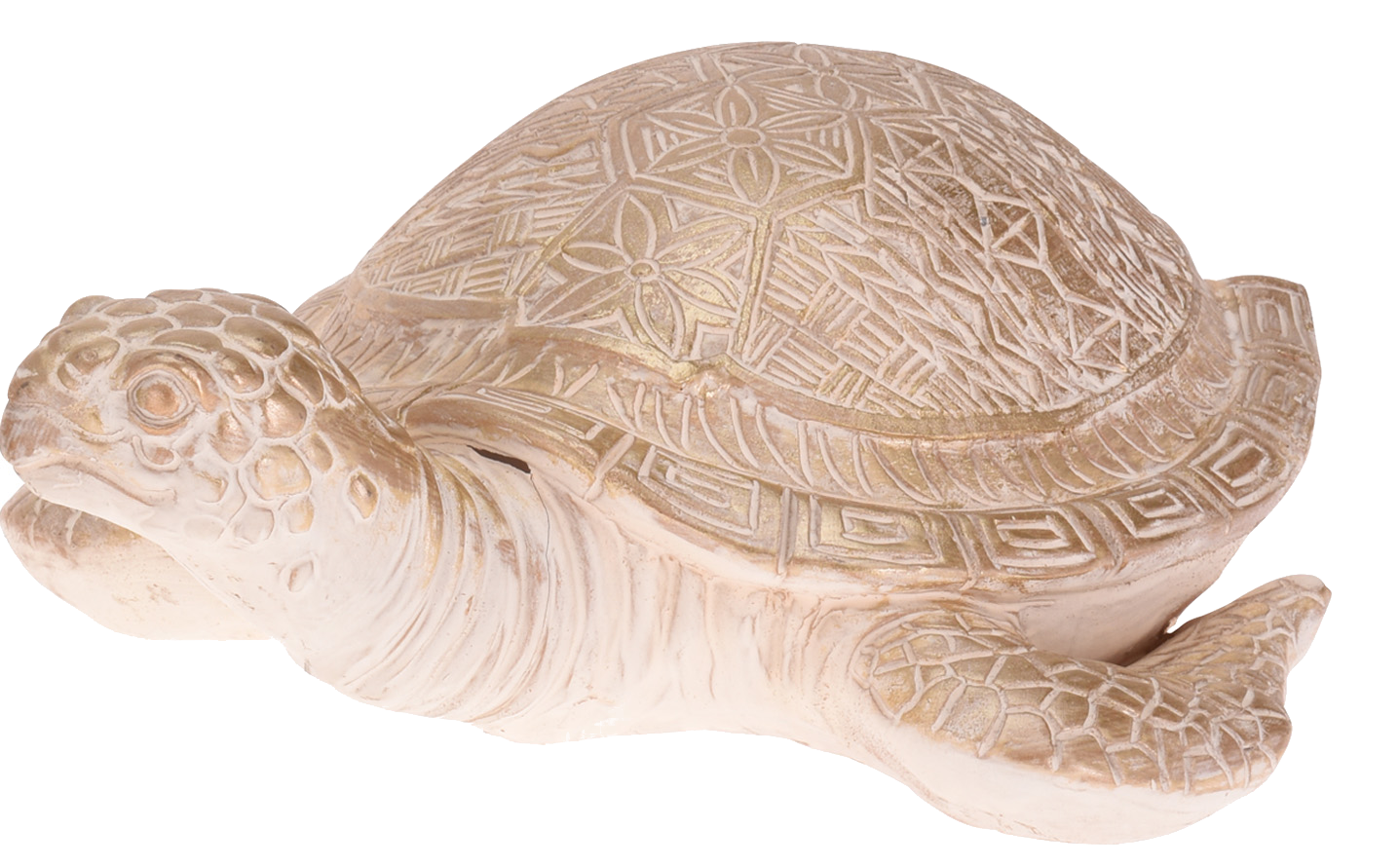 Deko-Schildkröte FRIEDA  weiß mit gold-finish 42cm